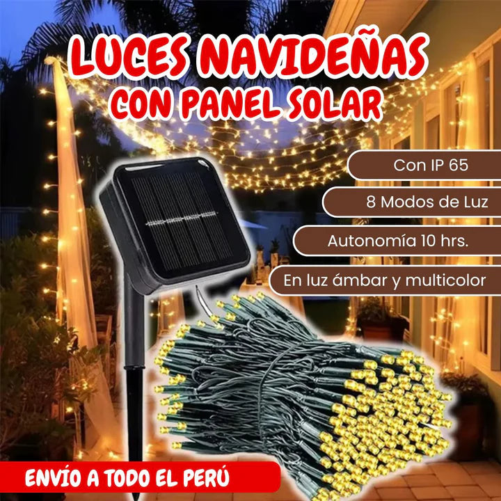 LUCES DE NAVIDAD CON PANEL SOLAR