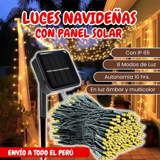 LUCES DE NAVIDAD CON PANEL SOLAR